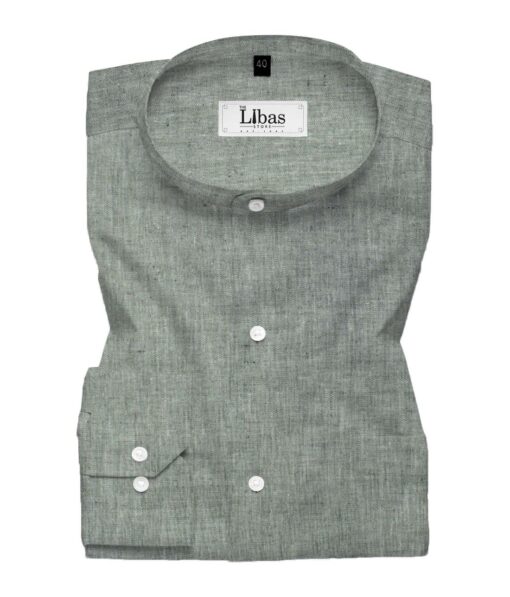 Cavallo by Linen Club Men's Cotton Linen Self Design 2.25 Meter Unstitched Shirting Fabric (Grey)
