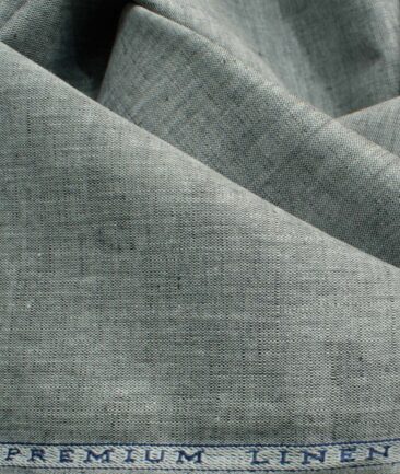 Cavallo by Linen Club Men's Cotton Linen Self Design 2.25 Meter Unstitched Shirting Fabric (Grey)