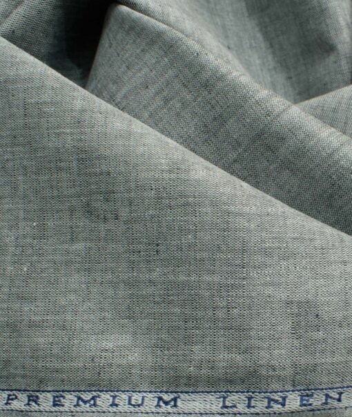 Cavallo by Linen Club Men's Cotton Linen Self Design 2.25 Meter Unstitched Shirting Fabric (Grey)