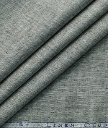 Cavallo by Linen Club Men's Cotton Linen Self Design 2.25 Meter Unstitched Shirting Fabric (Grey)