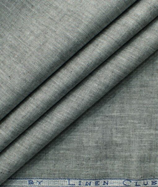Cavallo by Linen Club Men's Cotton Linen Self Design 2.25 Meter Unstitched Shirting Fabric (Grey)