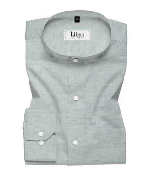 Cavallo by Linen Club Men's Cotton Linen Structured 2.25 Meter Unstitched Shirting Fabric (Light Grey)