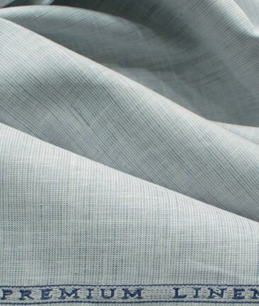 Cavallo by Linen Club Men's Cotton Linen Structured 2.25 Meter Unstitched Shirting Fabric (Light Grey)
