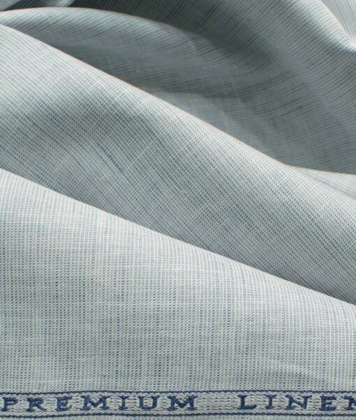 Cavallo by Linen Club Men's Cotton Linen Structured 2.25 Meter Unstitched Shirting Fabric (Light Grey)