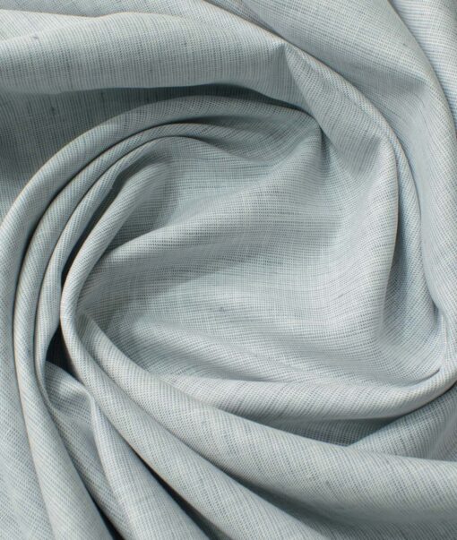 Cavallo by Linen Club Men's Cotton Linen Structured 2.25 Meter Unstitched Shirting Fabric (Light Grey)