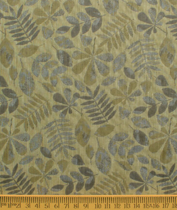 Exquisite Men's Cotton Blend Self Design 2.25 Meter Unstitched Shirting Fabric (Beige & Grey)