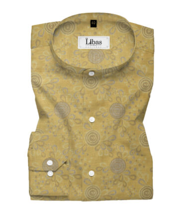 Exquisite Men's Cotton Blend Self Design 2.25 Meter Unstitched Shirting Fabric (Buttermilk Beige)