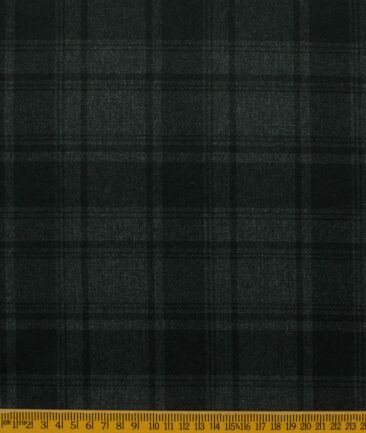 Fashion Flair Men's Terry Rayon Checks 2 Meter Unstitched Suiting Fabric (Black & Grey)