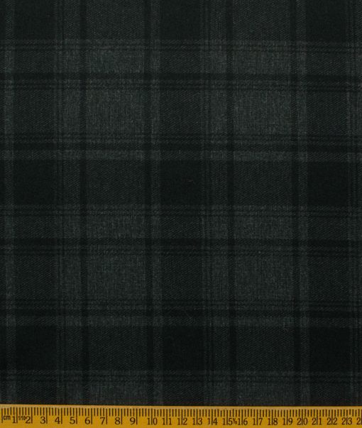 Fashion Flair Men's Terry Rayon Checks 2 Meter Unstitched Suiting Fabric (Black & Grey)