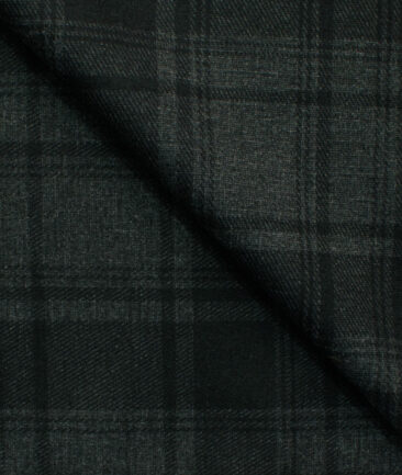 Fashion Flair Men's Terry Rayon Checks 2 Meter Unstitched Suiting Fabric (Black & Grey)