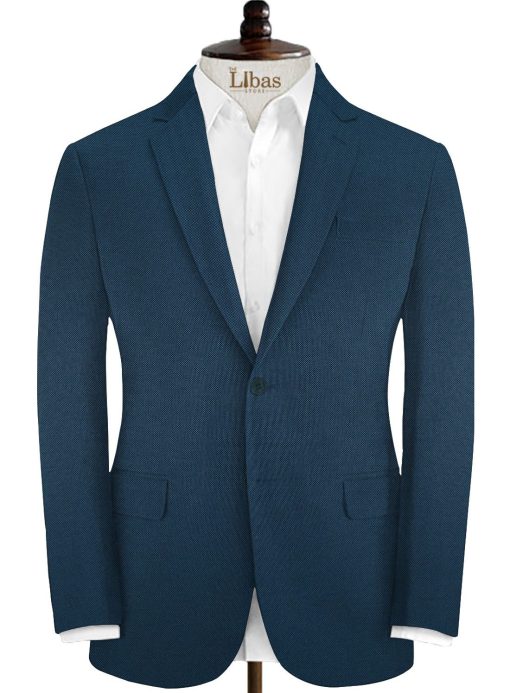 Ferrino Mizzoni Men's Terry Rayon Structured 3.75 Meter Unstitched Suiting Fabric (Aegean Blue)