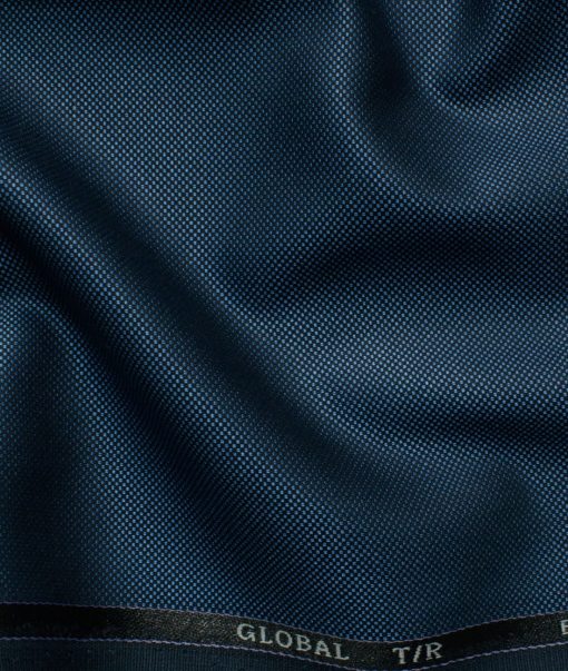 Ferrino Mizzoni Men's Terry Rayon Structured 3.75 Meter Unstitched Suiting Fabric (Aegean Blue)