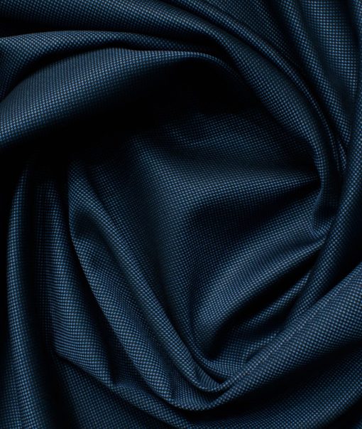 Ferrino Mizzoni Men's Terry Rayon Structured 3.75 Meter Unstitched Suiting Fabric (Aegean Blue)