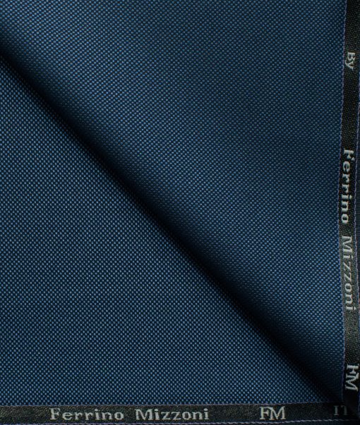 Ferrino Mizzoni Men's Terry Rayon Structured 3.75 Meter Unstitched Suiting Fabric (Aegean Blue)