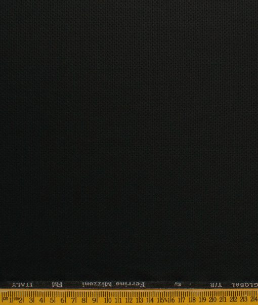 Ferrino Mizzoni Men's Terry Rayon Structured 3.75 Meter Unstitched Suiting Fabric (Black)