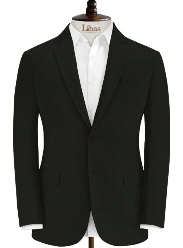 Ferrino Mizzoni Men's Terry Rayon Checks 3.75 Meter Unstitched Stretchable Suiting Fabric (Black)