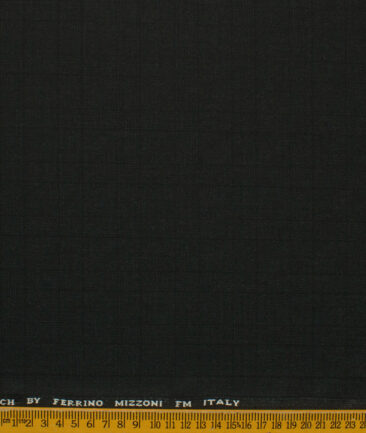Ferrino Mizzoni Men's Terry Rayon Checks 3.75 Meter Unstitched Stretchable Suiting Fabric (Black)