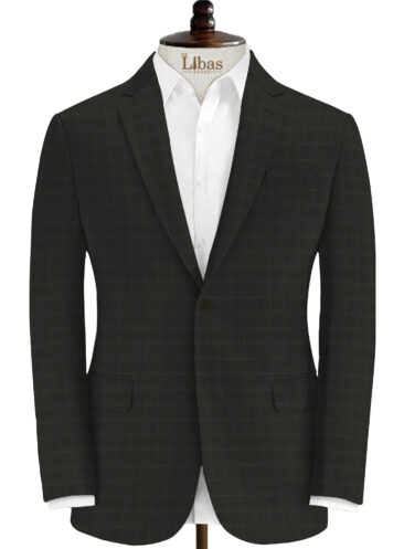 Ferrino Mizzoni Men's Terry Rayon Checks 3.75 Meter Unstitched Suiting Fabric (Black)