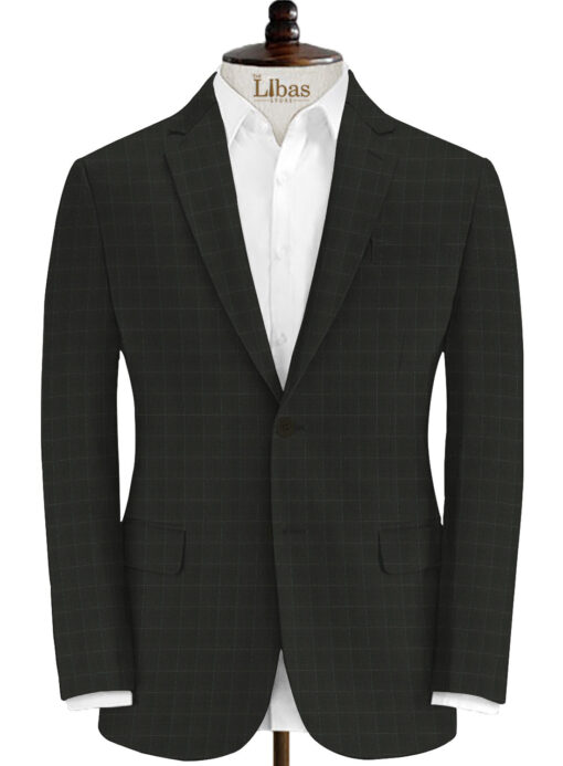 Ferrino Mizzoni Men's Terry Rayon Checks 3.75 Meter Unstitched Suiting Fabric (Black)