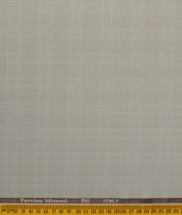 Ferrino Mizzoni Men's Terry Rayon Checks 3.75 Meter Unstitched Suiting Fabric (Bone Beige)