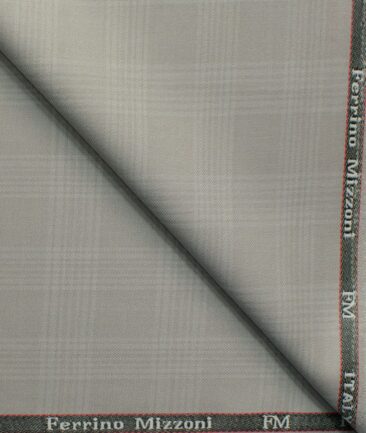 Ferrino Mizzoni Men's Terry Rayon Checks 3.75 Meter Unstitched Suiting Fabric (Bone Beige)