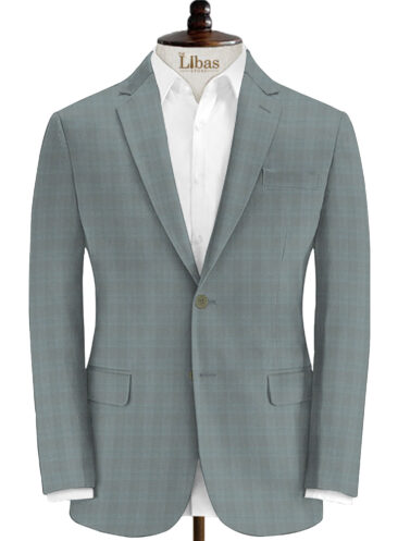 Ferrino Mizzoni Men's Terry Rayon Checks 3.75 Meter Unstitched Suiting Fabric (Grey)