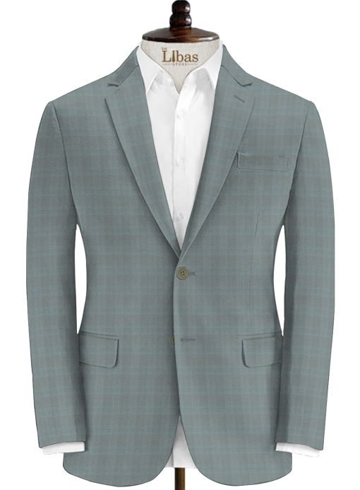 Ferrino Mizzoni Men's Terry Rayon Checks 3.75 Meter Unstitched Suiting Fabric (Grey)