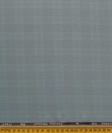Ferrino Mizzoni Men's Terry Rayon Checks 3.75 Meter Unstitched Suiting Fabric (Grey)