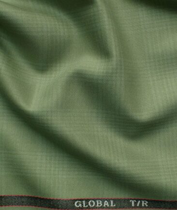 Ferrino Mizzoni Men's Terry Rayon Checks 3.75 Meter Unstitched Suiting Fabric (Pear Green)