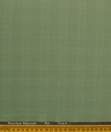 Ferrino Mizzoni Men's Terry Rayon Checks 3.75 Meter Unstitched Suiting Fabric (Pear Green)