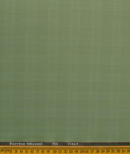 Ferrino Mizzoni Men's Terry Rayon Checks 3.75 Meter Unstitched Suiting Fabric (Pear Green)