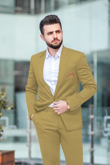 Ferrino Mizzoni Men's Terry Rayon Solids 3.75 Meter Unstitched Suiting Fabric (Granola Beige)