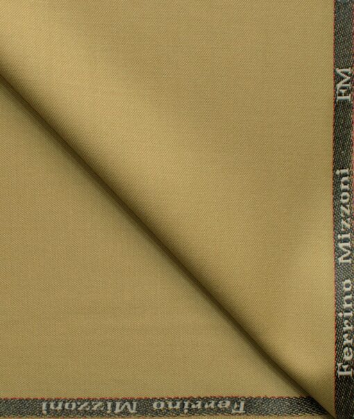 Ferrino Mizzoni Men's Terry Rayon Solids 3.75 Meter Unstitched Suiting Fabric (Granola Beige)