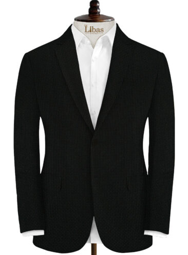 Godstra Men's Terry Rayon Structured 3.75 Meter Unstitched Suiting Fabric (Black)