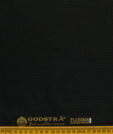 Godstra Men's Terry Rayon Structured 3.75 Meter Unstitched Suiting Fabric (Black)
