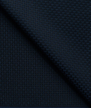 Godstra Men's Terry Rayon Structured 3.75 Meter Unstitched Suiting Fabric (Dark Royal Blue)