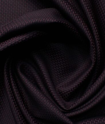 Godstra Men's Terry Rayon Striped 3.75 Meter Unstitched Suiting Fabric (Dark Wine)
