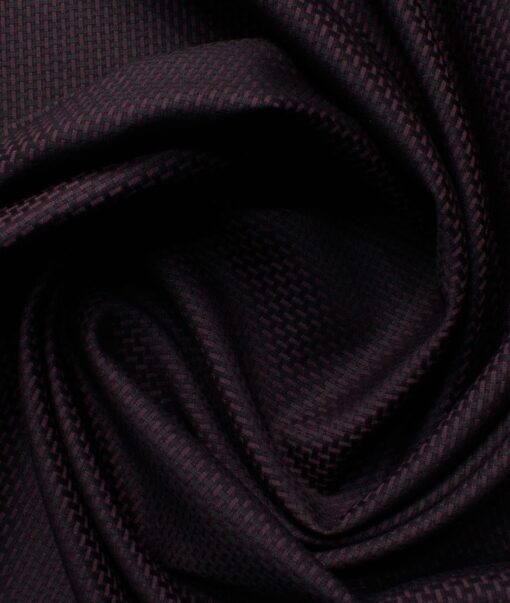 Godstra Men's Terry Rayon Striped 3.75 Meter Unstitched Suiting Fabric (Dark Wine)