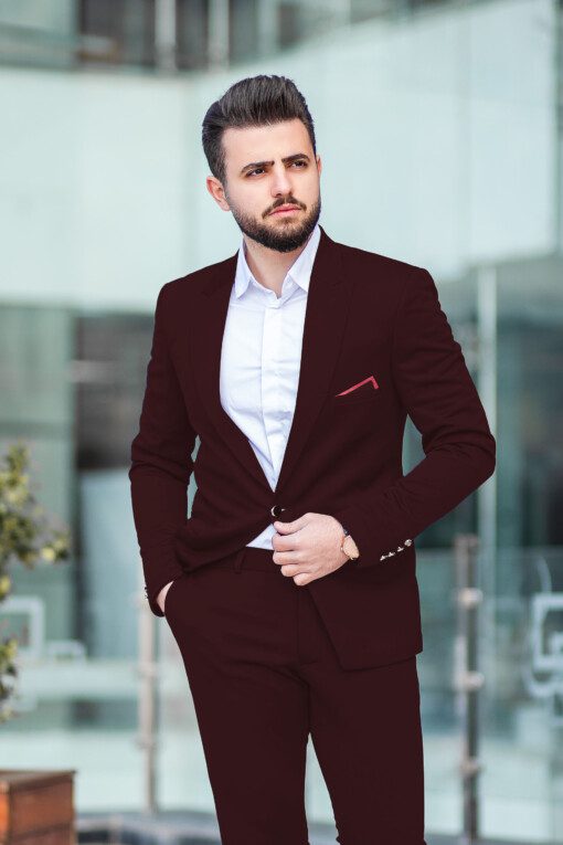 Italian Channel Men's Terry Rayon Solids 3.75 Meter Unstitched Flowy Japanese Stretchable Suiting Fabric (Dark WIne)