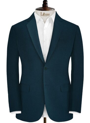 Italian Channel Men's Terry Rayon Structured 3.75 Meter Unstitched Suiting Fabric (Peacock Blue)