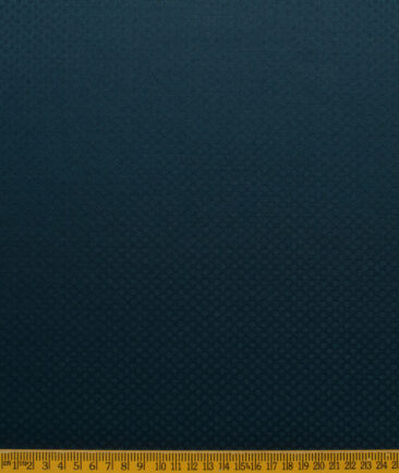 Italian Channel Men's Terry Rayon Structured 3.75 Meter Unstitched Suiting Fabric (Peacock Blue)