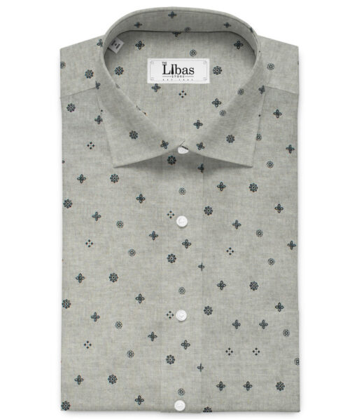 Raymond Men's Pure Cotton Printed 2.25 Meter Unstitched Shirting Fabric (Grey)