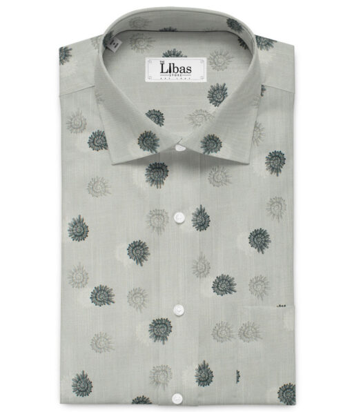 Raymond Men's Pure Cotton Printed 2.25 Meter Unstitched Shirting Fabric (Grey)