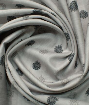 Raymond Men's Pure Cotton Printed 2.25 Meter Unstitched Shirting Fabric (Grey)