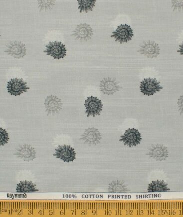 Raymond Men's Pure Cotton Printed 2.25 Meter Unstitched Shirting Fabric (Grey)