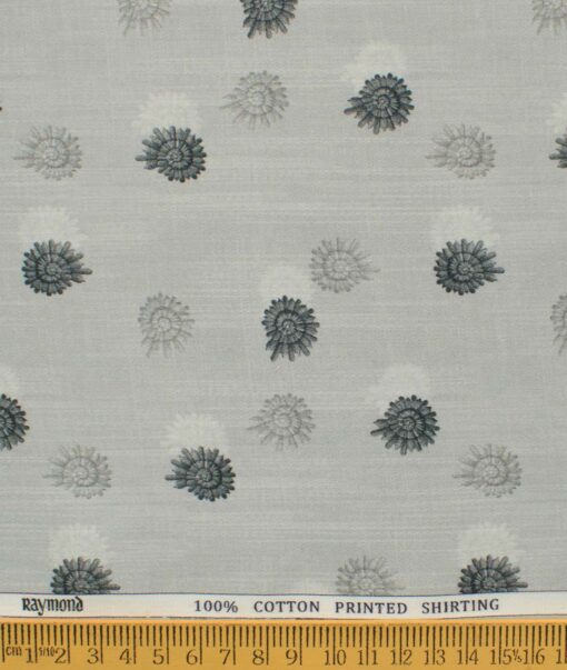 Raymond Men's Pure Cotton Printed 2.25 Meter Unstitched Shirting Fabric (Grey)