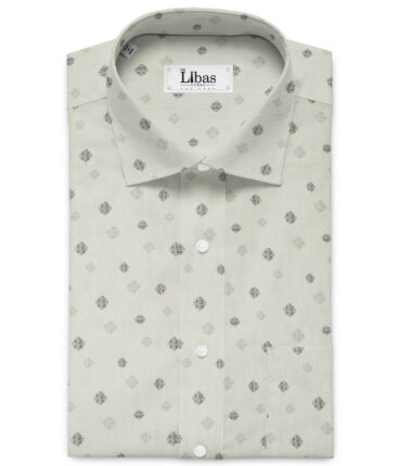 Raymond Men's Pure Cotton Printed 2.25 Meter Unstitched Shirting Fabric (Light Grey)