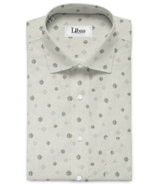 Raymond Men's Pure Cotton Printed 2.25 Meter Unstitched Shirting Fabric (Light Grey)