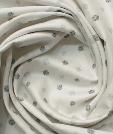 Raymond Men's Pure Cotton Printed 2.25 Meter Unstitched Shirting Fabric (Light Grey)