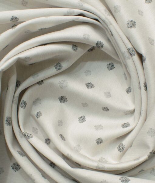 Raymond Men's Pure Cotton Printed 2.25 Meter Unstitched Shirting Fabric (Light Grey)